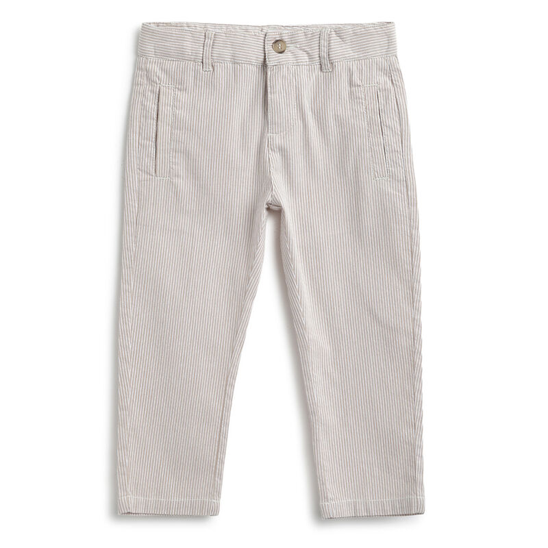 Boys Beige Solid Trouser image number 0